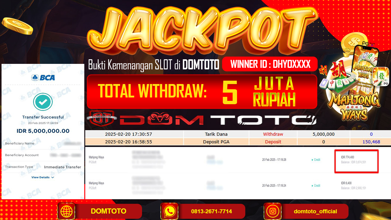 JACKPOT SLOT MAHJONG WAYS 20 FEBRUARI 2025